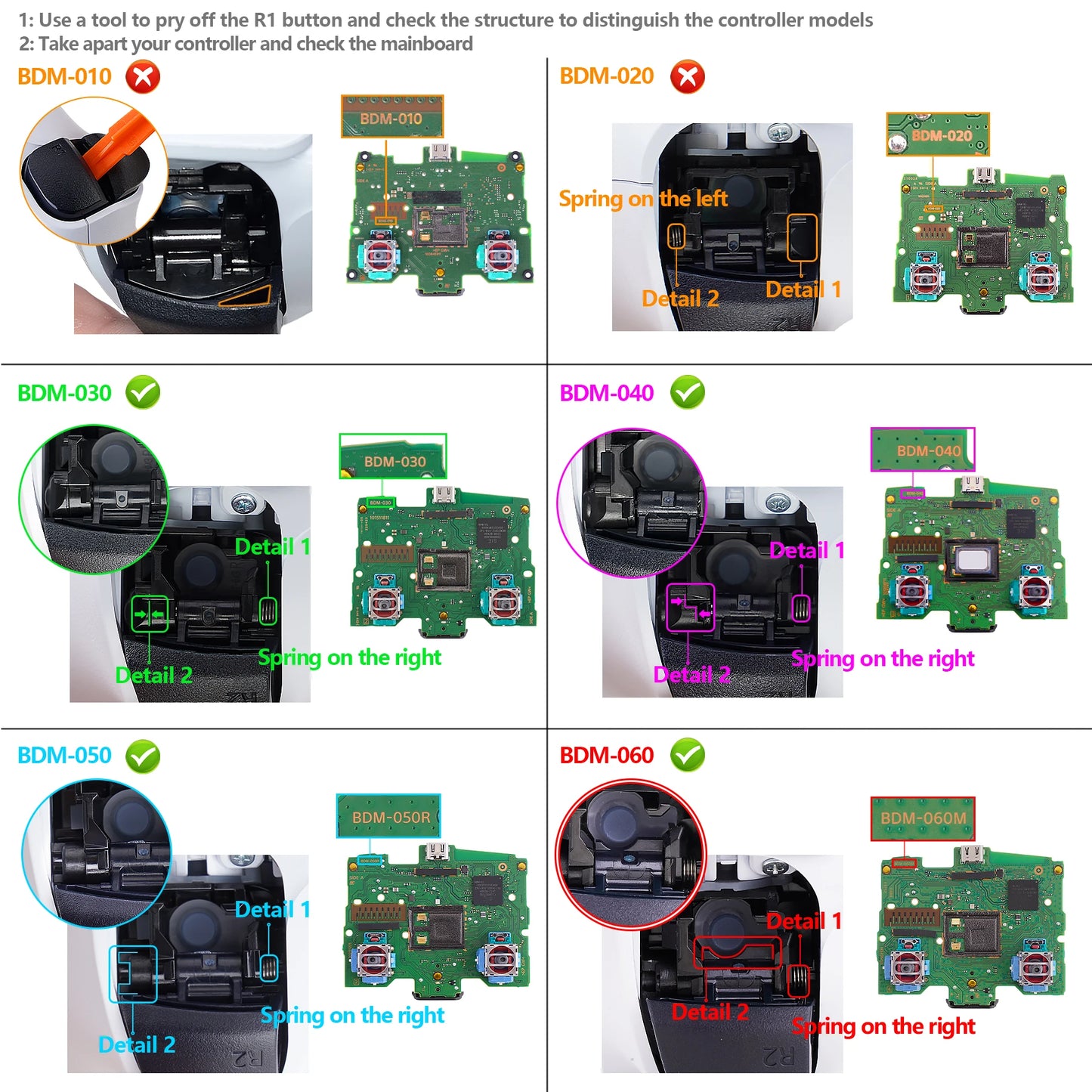 eXtremeRate Face Clicky Kit for ps5 Controller BDM-030/040/050/060, Hard Silicone Tactile Dpad Action Buttons Mouse Click Kit