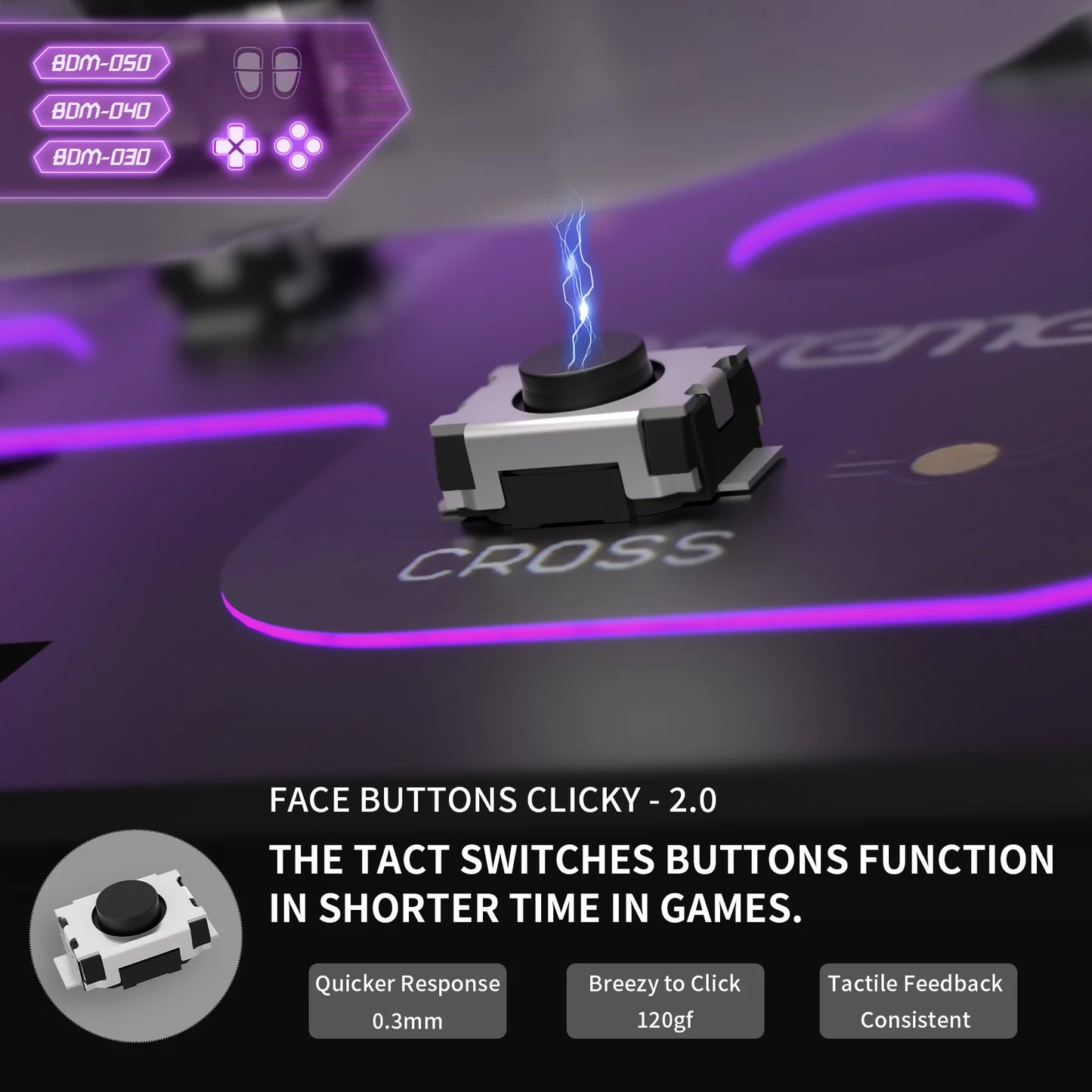 eXtremeRate Face Clicky Kit for ps5 Controller BDM-030/040/050/060, Hard Silicone Tactile Dpad Action Buttons Mouse Click Kit