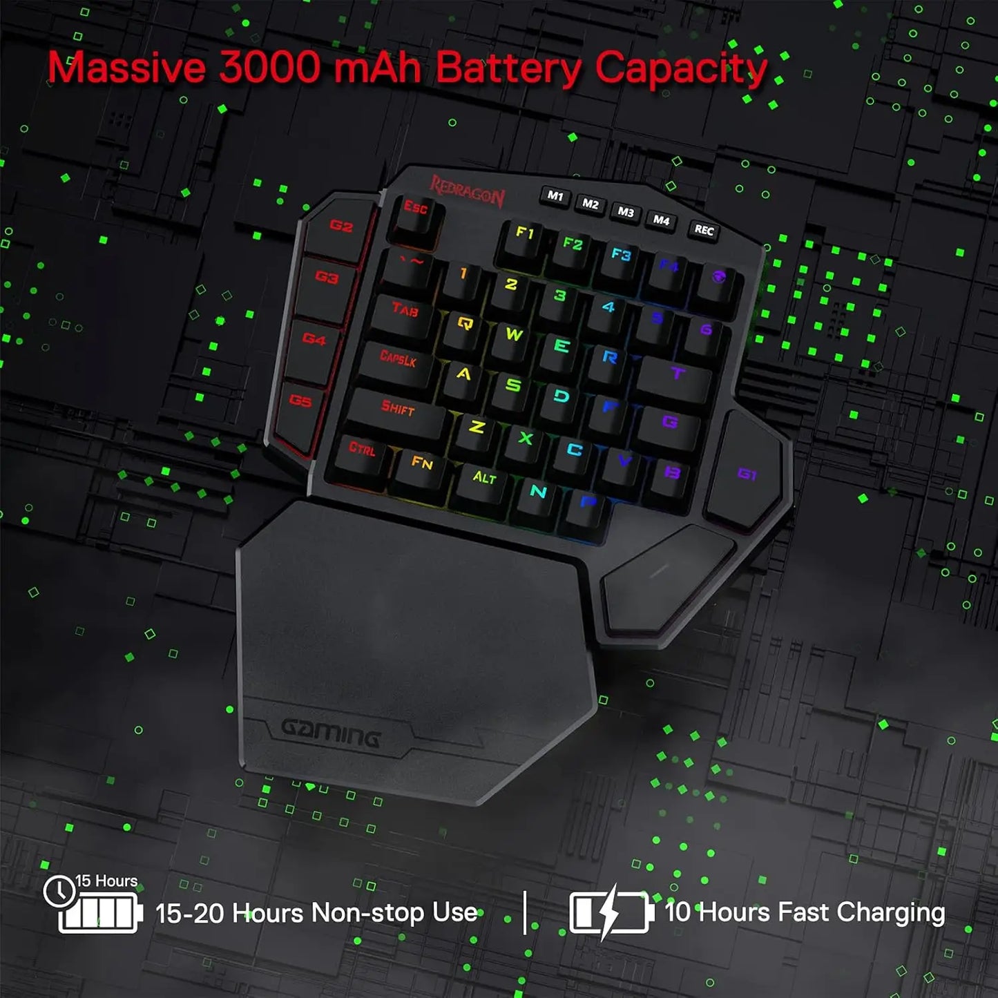 Redragon K585 PRO Wireless 42 Keys Hot-Swappable 3-Mode One-Handed Mechanical Gaming Wrist Support Keyboard