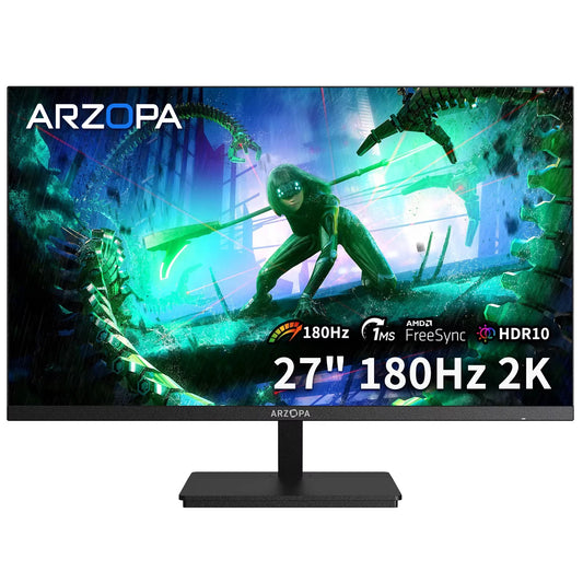 New ARZOPA 27 inch monitor 180hz gaming monitor QHD 2K Monitor for PC,2560*1440,Fast IPS,with Type-C,Samsung DeX mode,FreeSync